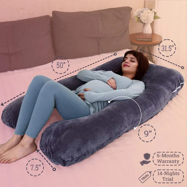 Premium U Shape Pregnancy Pillow (With Velour Cover)