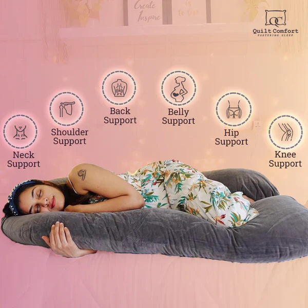 Premium U Shape Pregnancy Pillow (With Velour Cover)