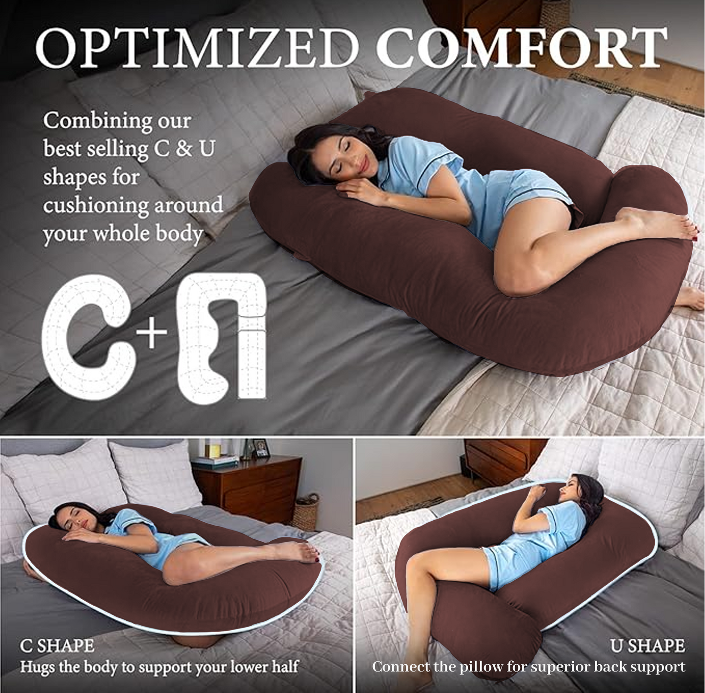 Luxury Cozy Plush G Shape Pregnancy Pillow XL Size
